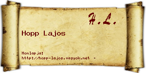Hopp Lajos névjegykártya
